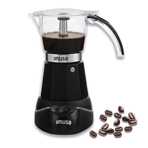 IMUSA 6 or 3 Cup Electric Espresso Maker with Cool-touch Handle, Black